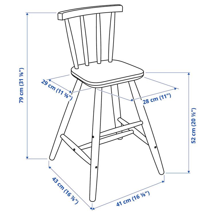 Krzesło dziecięce,  dimensions