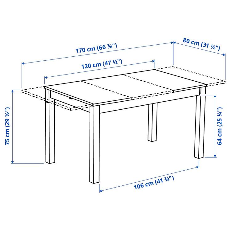 Stół i 4 krzesła,  dimensions