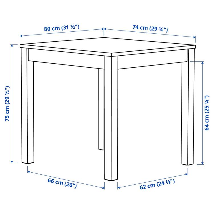 Stół, 80x74 см dimensions