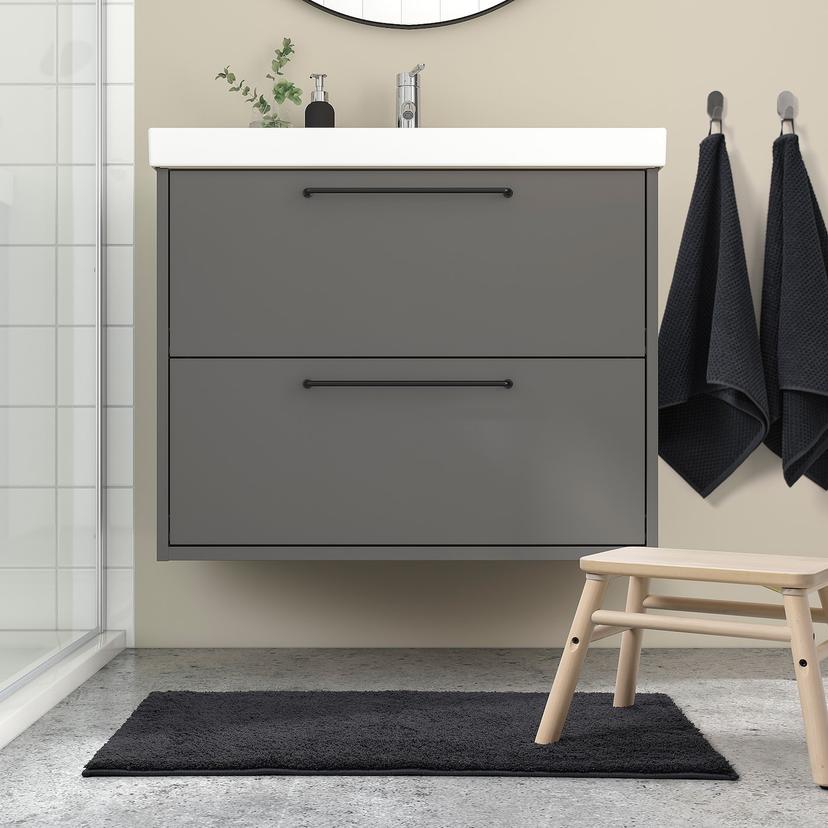 BACKMÅRA — коврик для ванной, черный, 50x80 см