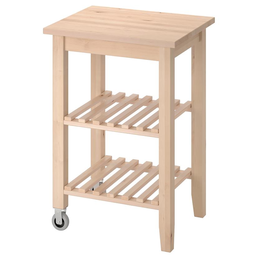 BEKVÄM — столик с колесами, бук, 58x50 см