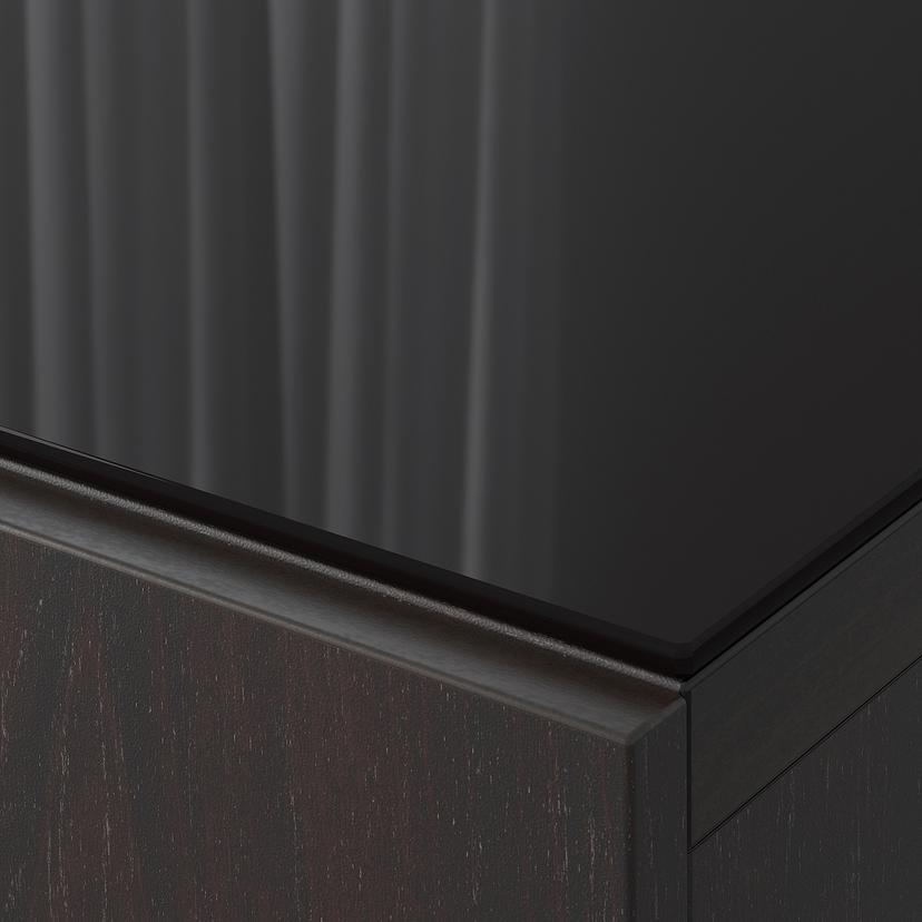 BESTÅ — Górny panel na TV, szkło czarny, 