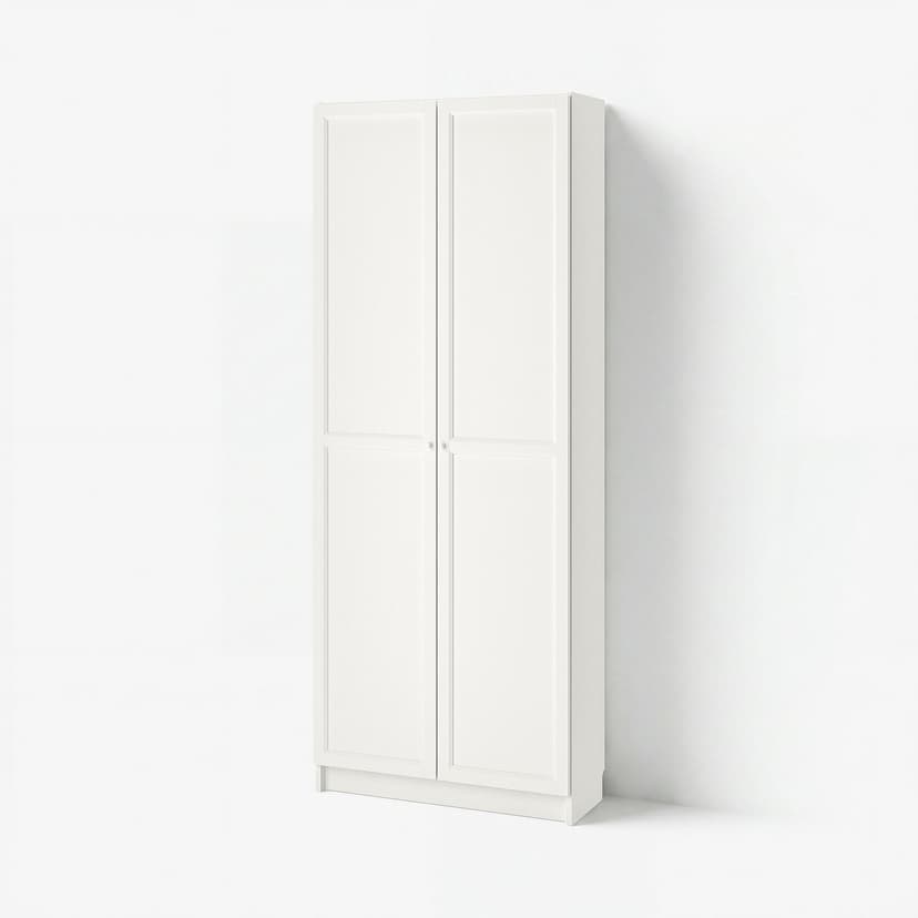 BILLY / OXBERG — стеллаж с дверьми, белый, 80x30x202 см