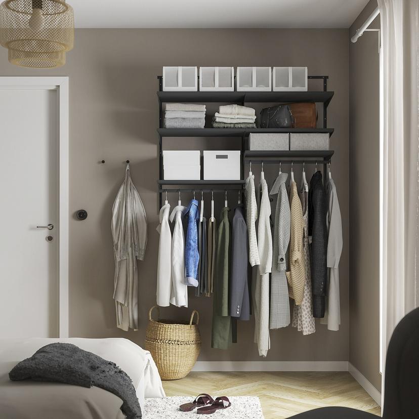 BOAXEL — гардероб, комбинация, антрацит, 125x40x101 см