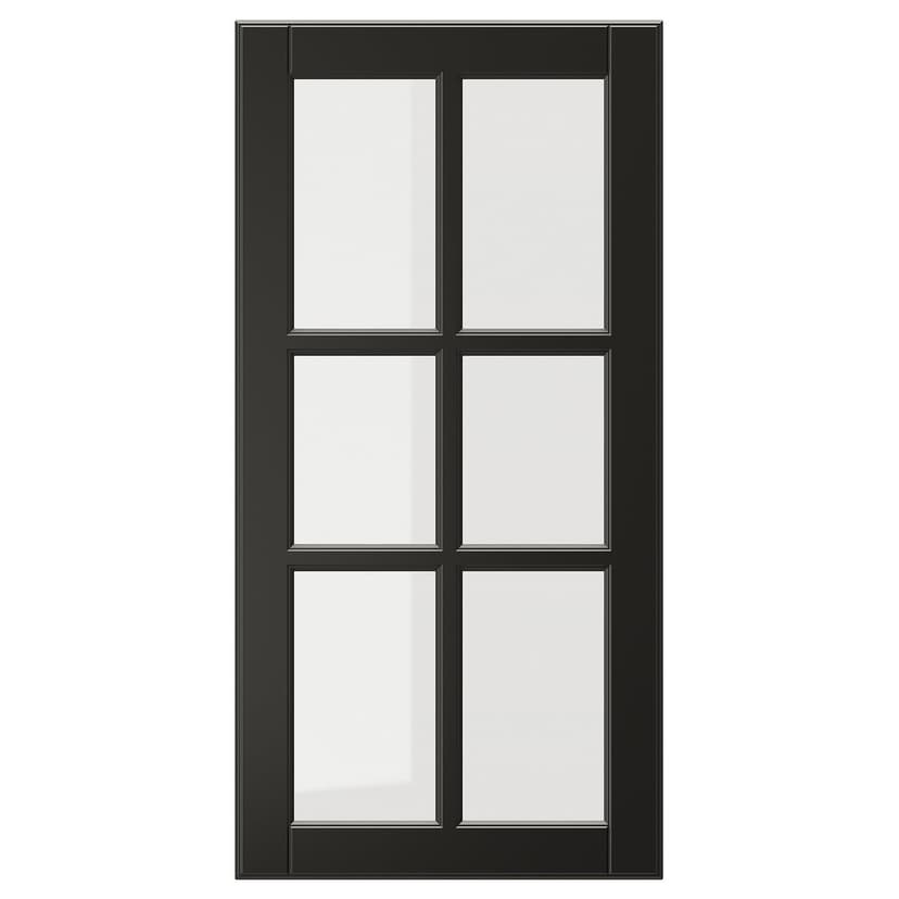 BODBYN — стеклянная дверь, черный, 40x80 см
