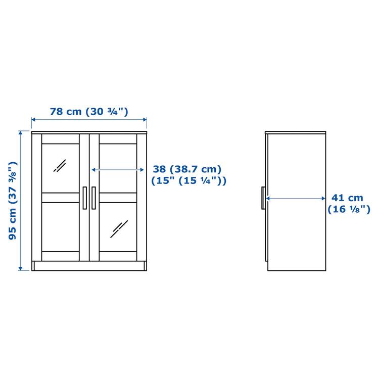 шкаф с дверями, стекло/белый, 78x95 см dimensions