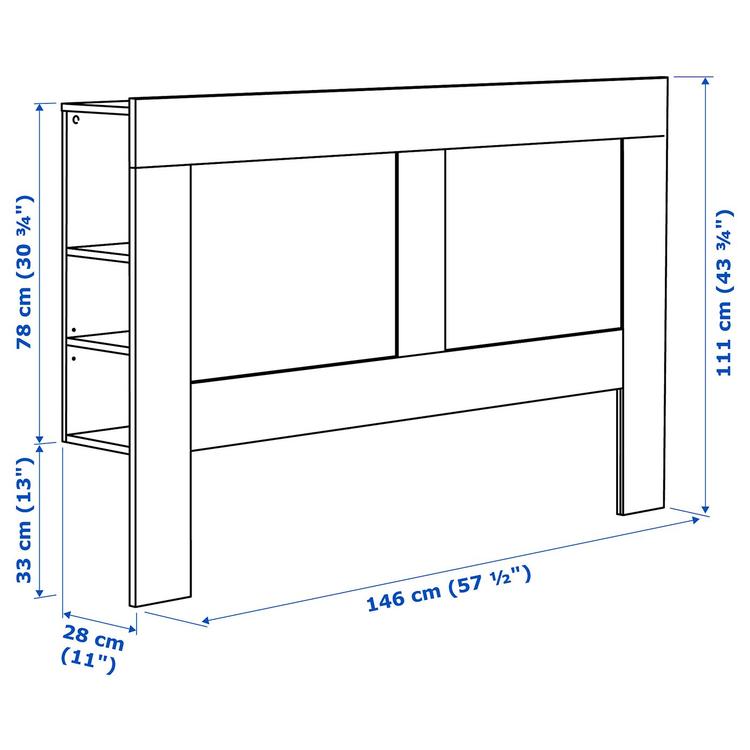 Подголовник с отсеком для хранения, 140 см dimensions