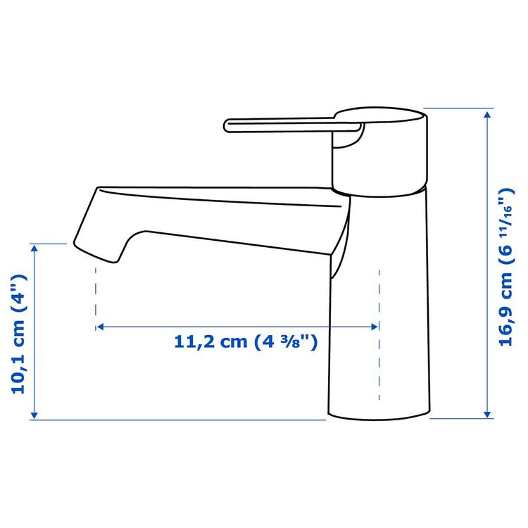 смеситель для раковины, хромированный dimensions
