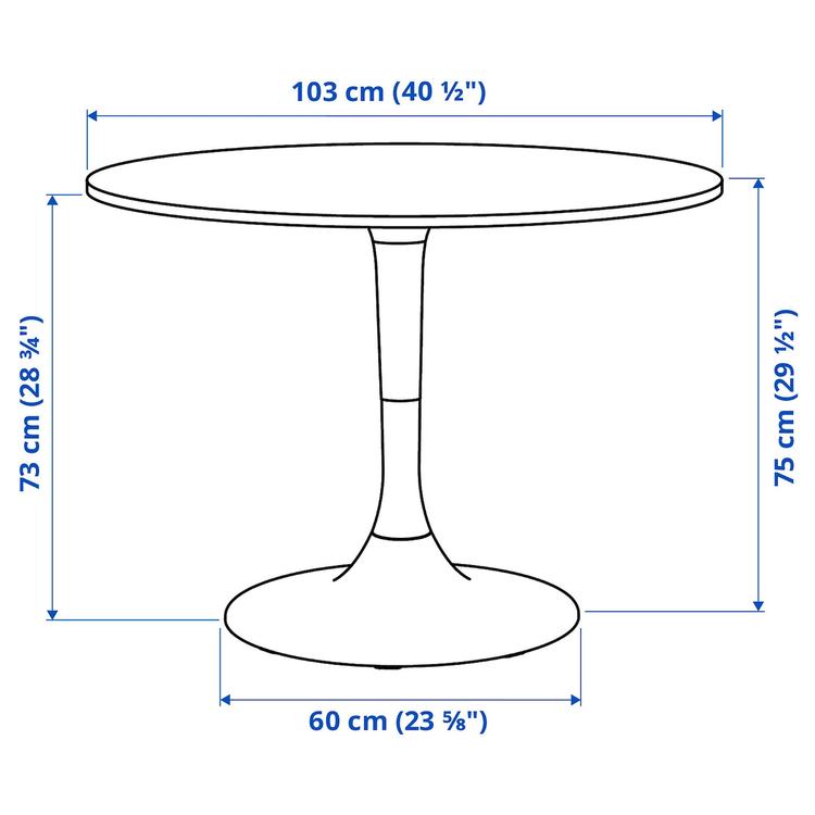 стол, белый/белый, 103 см dimensions