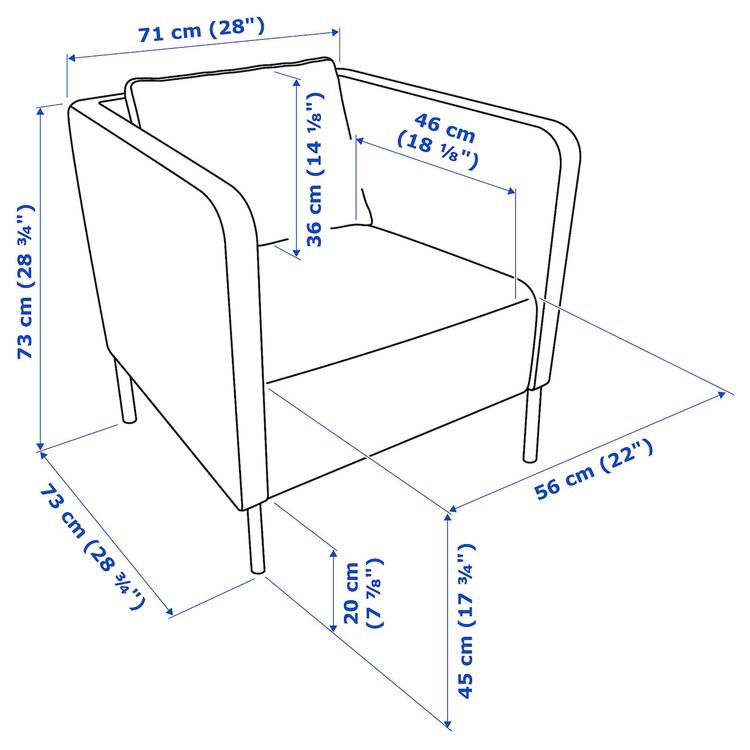 кресло, Skiftebo желтый dimensions