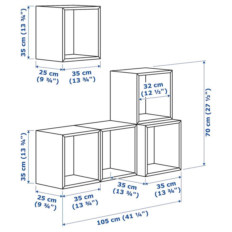 комбинация настенных шкафов, белый, 105x35x120 см dimensions