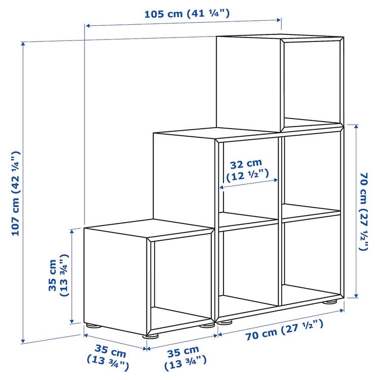 комбинация шкафов с ножками, белый, 105x35x107 см dimensions