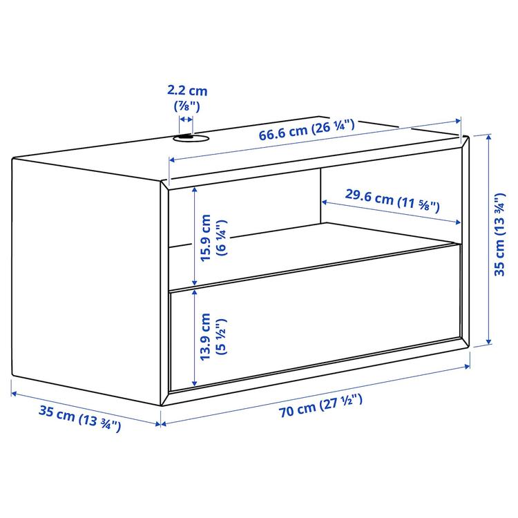 полка для аппаратуры, белый, 70x35x35 см dimensions