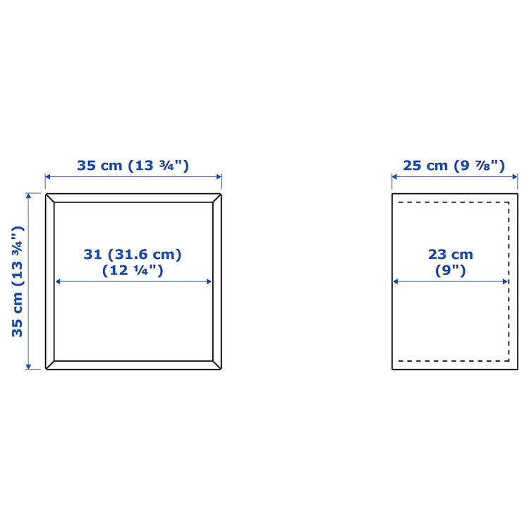 навесной шкаф со стеклянной дверью, белый, 35x25x35 см dimensions