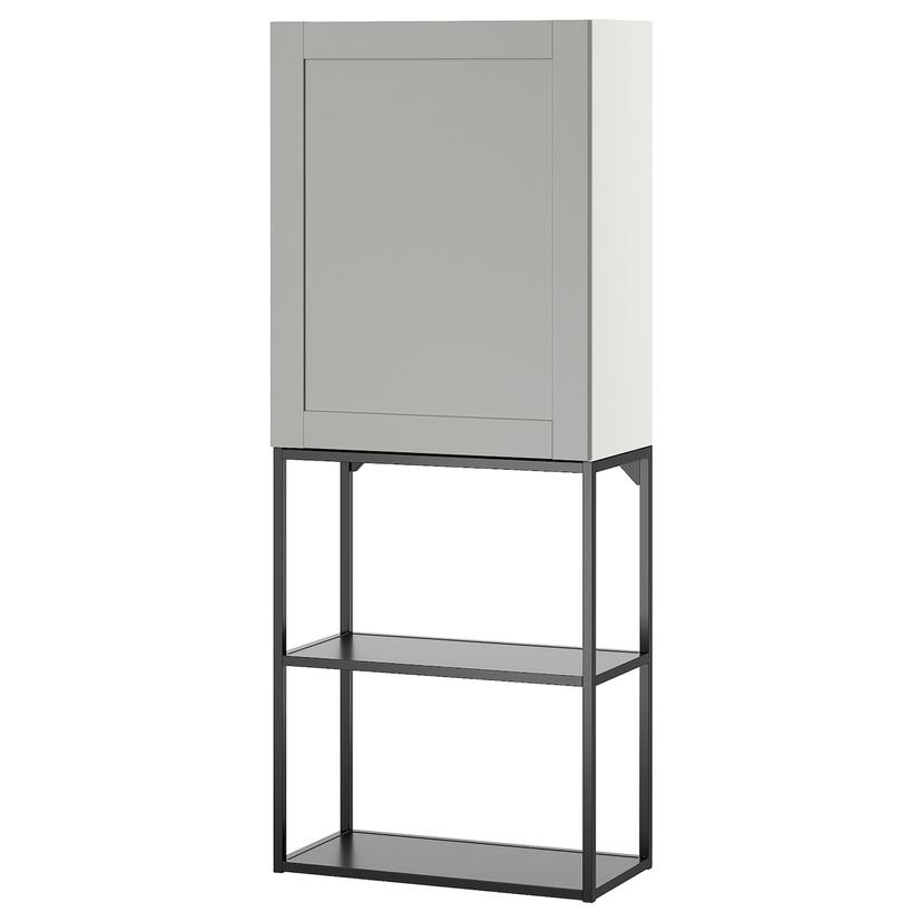 ENHET — комбинация д/хранения, антрацит/серый каркас, 60x32x150 см