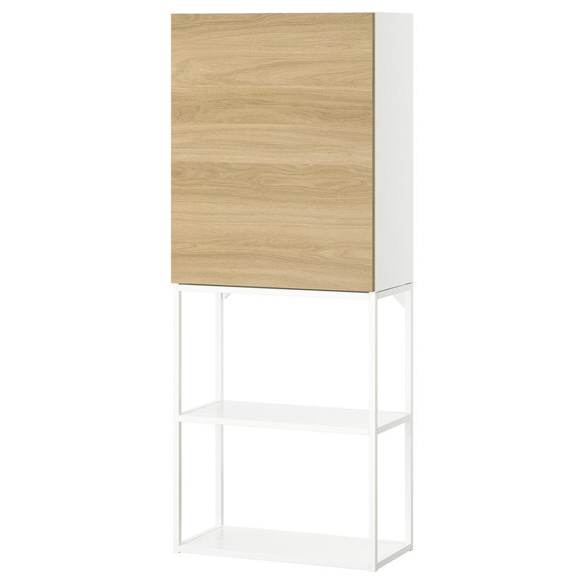 ENHET — комбинация д/хранения, белый/под дуб, 60x32x150 см