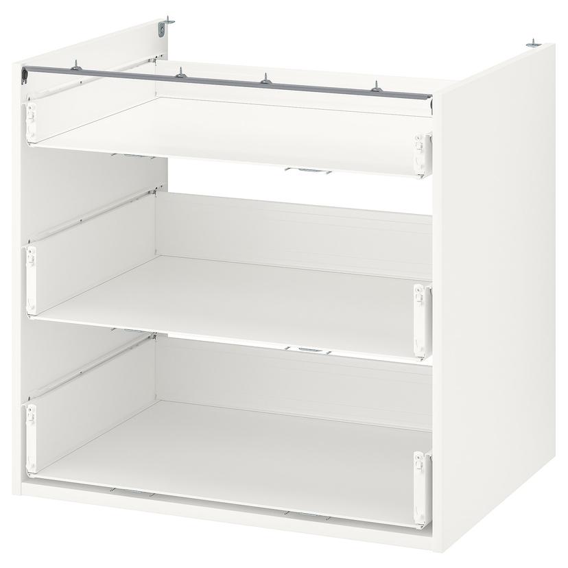 ENHET — напольный шкаф с 3 ящиками, белый, 80x60x75 см
