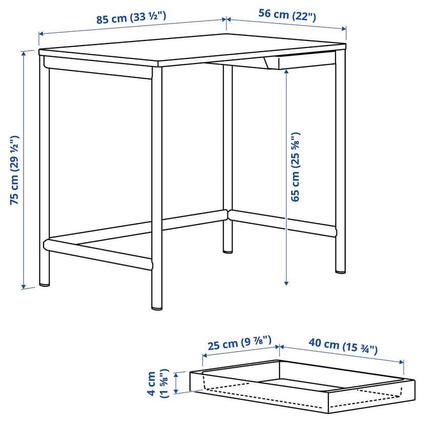 ENKROKEN — Письменный стол, белый, 85x56x75 см