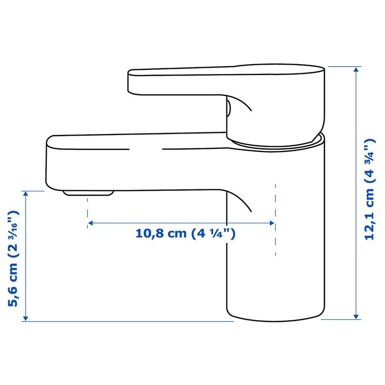 смеситель для раковины, хромированный dimensions