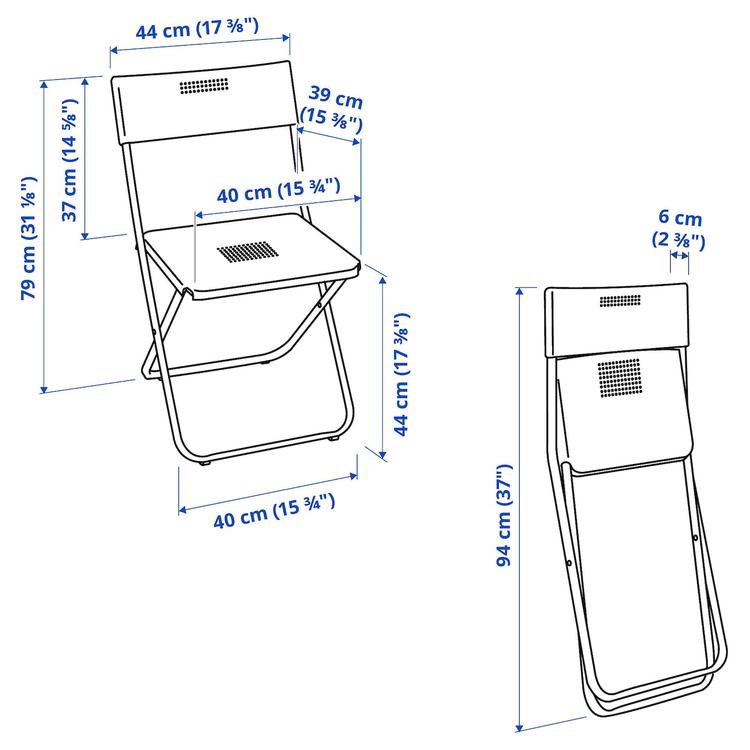 садовый стул, складной белый dimensions
