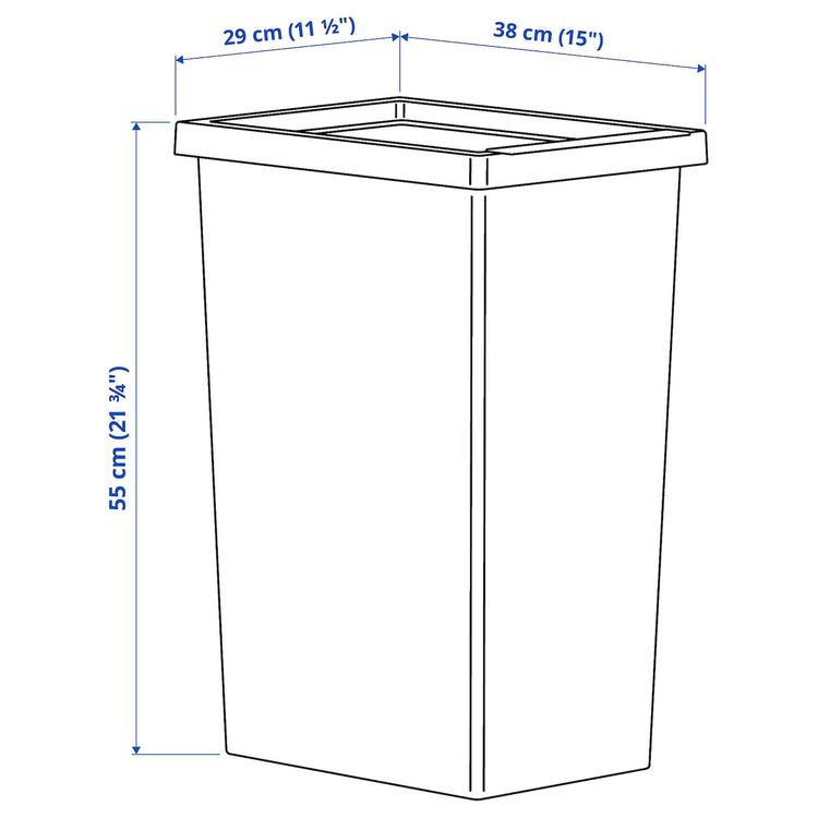 контейнер с крышкой, белый, 42 л dimensions