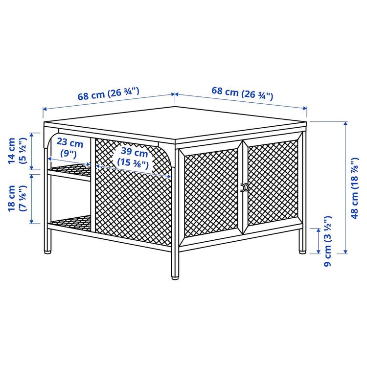 стол-сундук, черный, 68x68x48 см dimensions