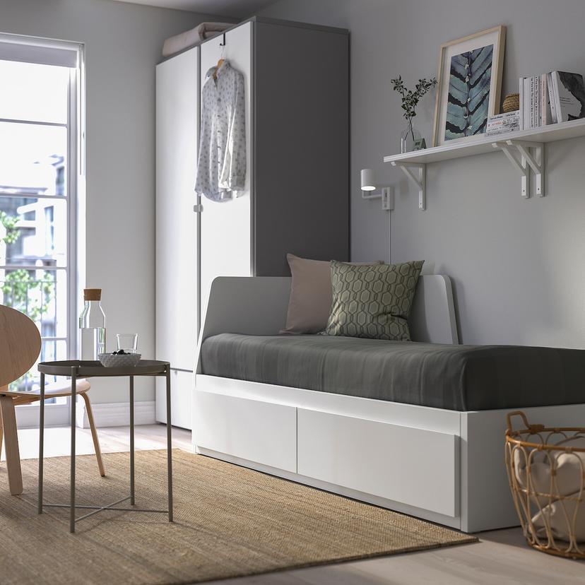 FLEKKE — каркас кровати-кушетки с 2 ящиками, белый, 80x200 см