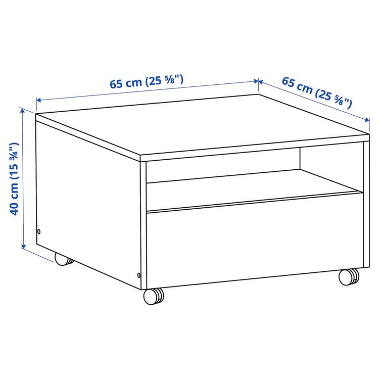 журнальный стол, белый, 65x65 см dimensions