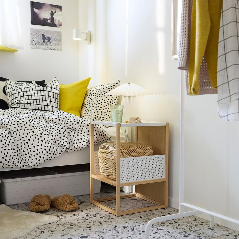 GILLERSBERG — Stolik nocny, bambus/biały, 