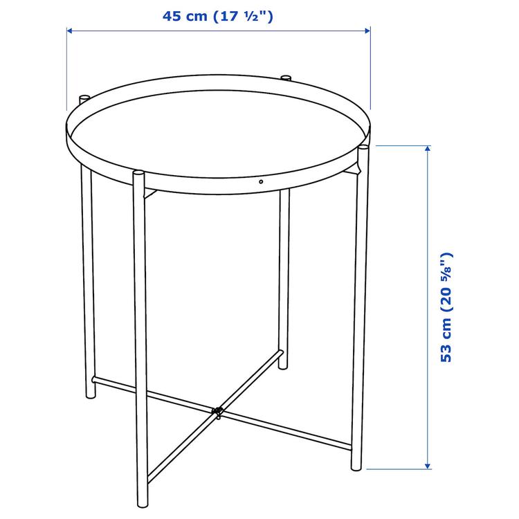 стол сервировочный, белый, 45x53 см dimensions
