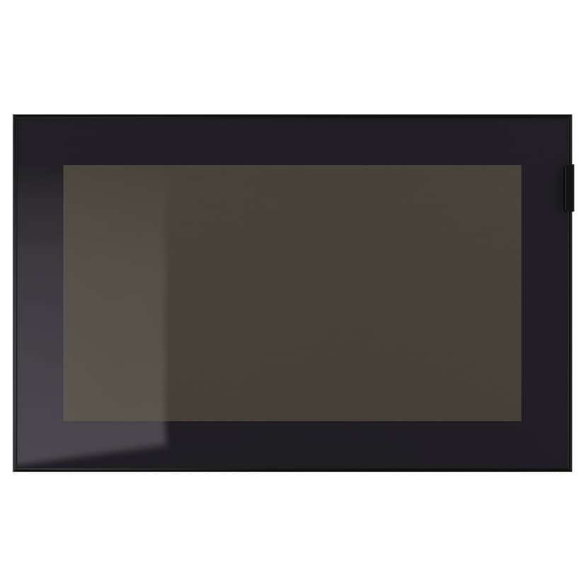 GLASSVIK — Стеклянная дверь, чёрный/дымчатое стекло, 60x38 см