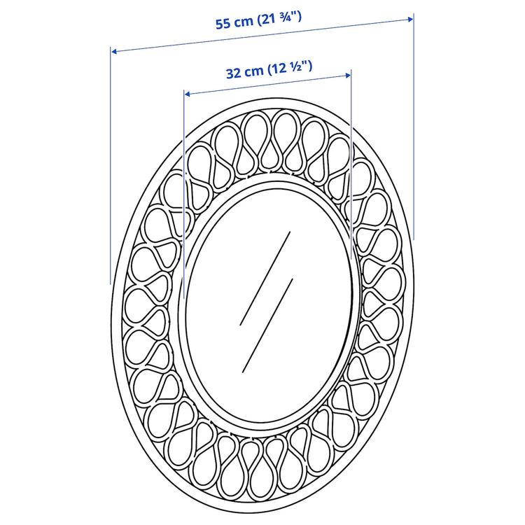 зеркало, ротанг, 55 см dimensions