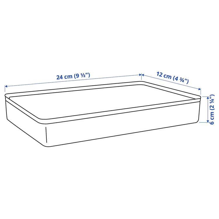 коробка с крышкой, светло-бежевый, 12x24x6 см dimensions
