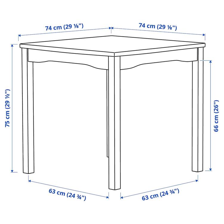 стол и 2 стула, белый/белый, 74x74 см dimensions