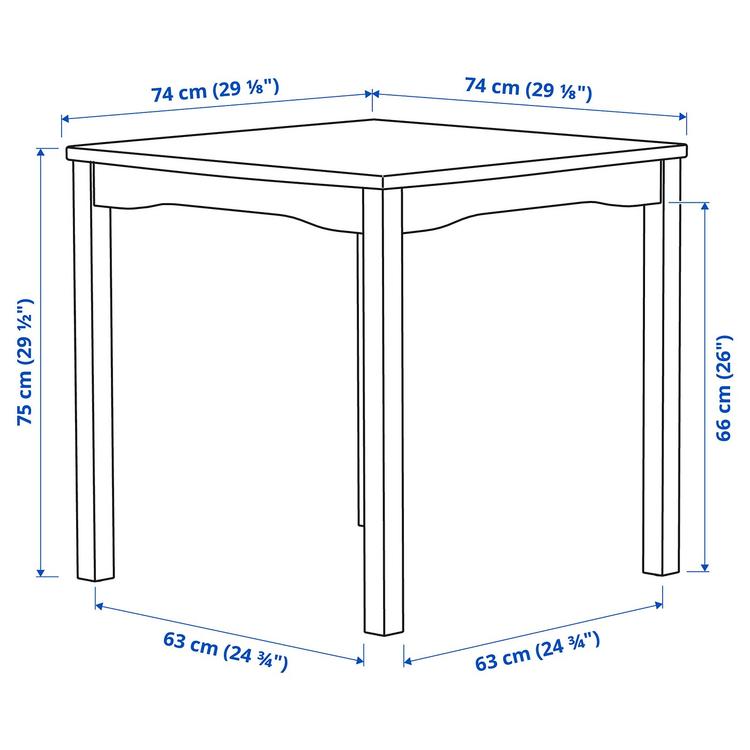 стол, серый, 74x74 см dimensions