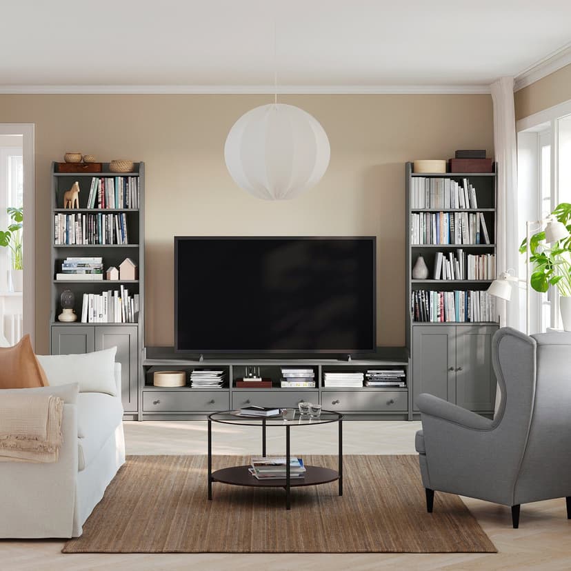 HAUGA — комбинация для хранения/под ТВ, серый, 346x46x199 см