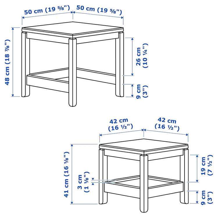 Столы, 2 шт.,  dimensions