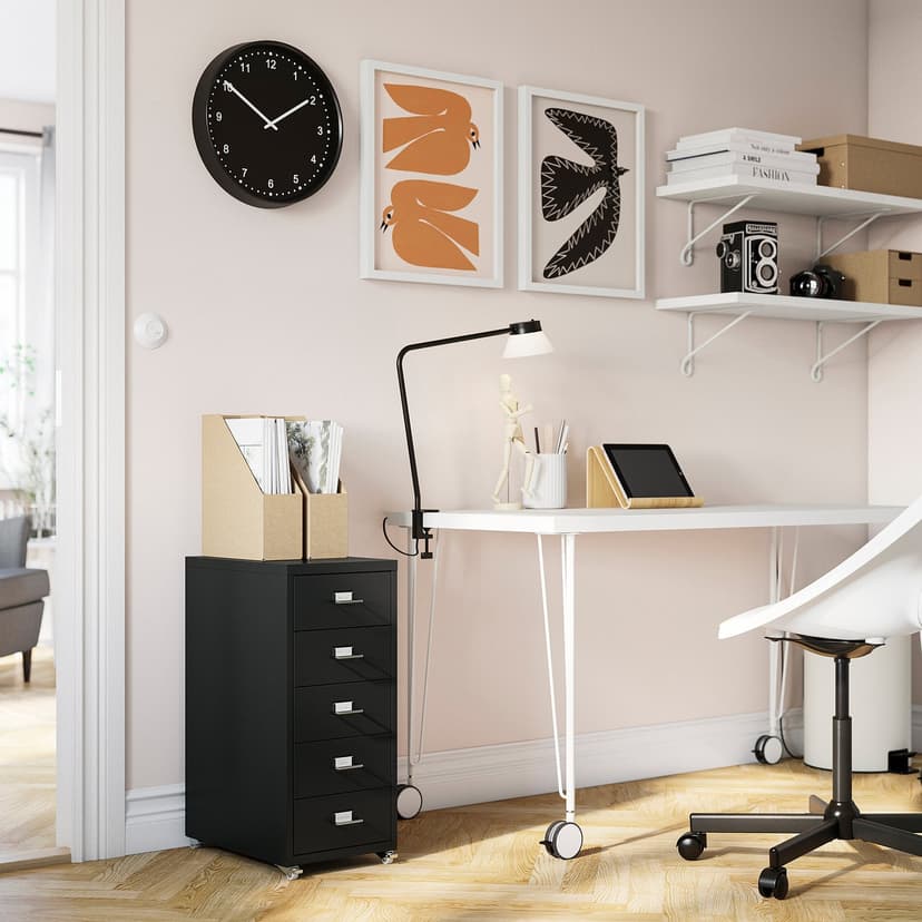 HELMER — Komoda na kółkach, czarny, 