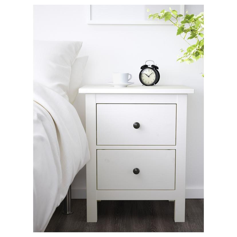 HEMNES — комод с 2 ящиками, белая морилка, 54x66 см