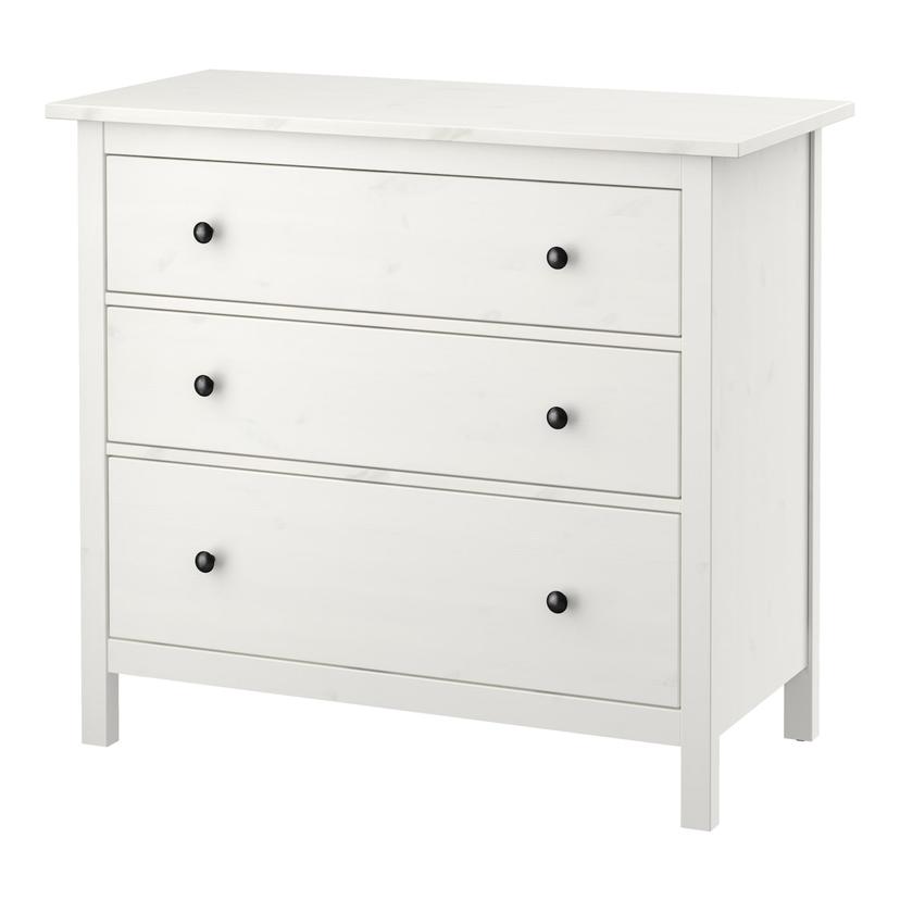 HEMNES — комод с 3 ящиками, белая морилка, 108x96 см