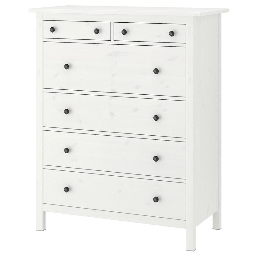 HEMNES — комод с 6 ящиками, белая морилка, 108x131 см