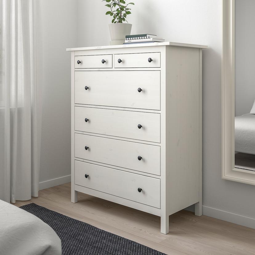 HEMNES — комод с 6 ящиками, белая морилка, 108x131 см
