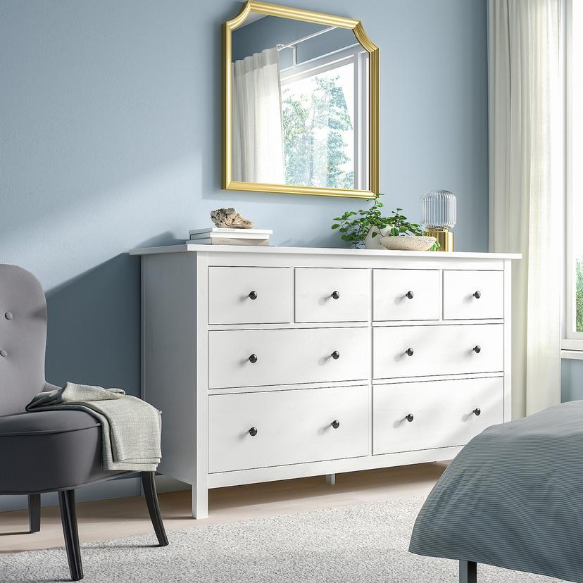 HEMNES — комод с 8 ящиками, белая морилка, 160x96 см