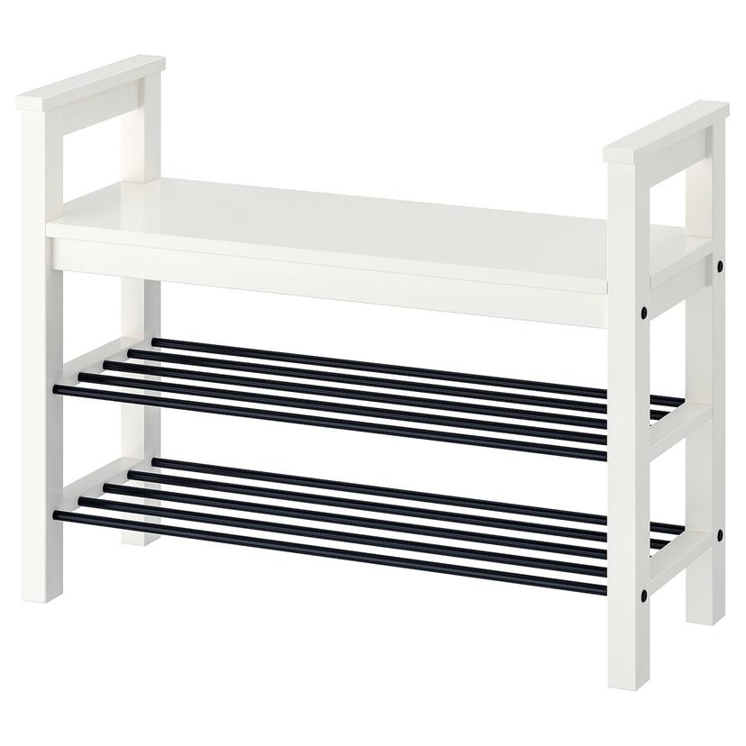 HEMNES — скамья с полкой для обуви, белый, 85x32x65 см