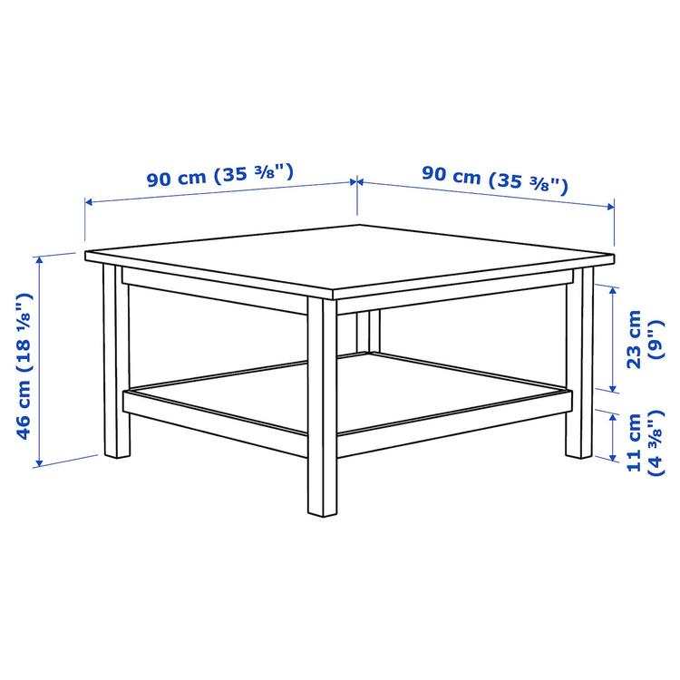 Журнальный стол, 90x90 см dimensions
