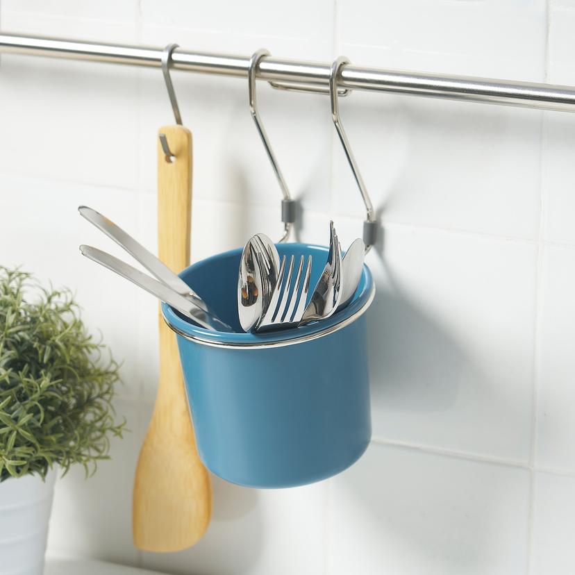 HULTARP — контейнер, синий/никелированный, 14x16 см