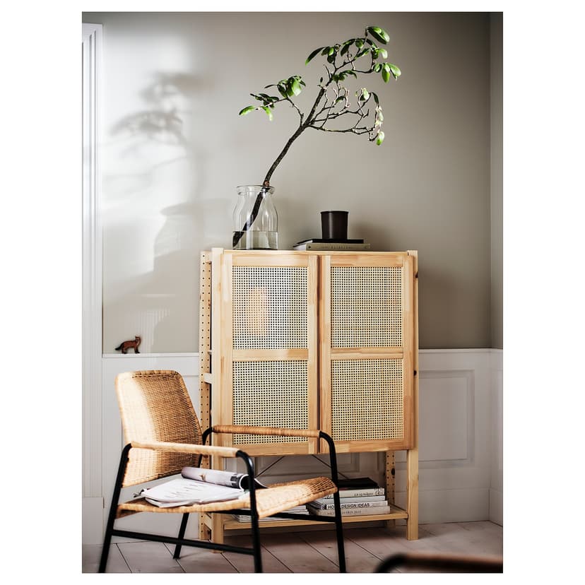 IVAR — стеллаж с дверцами, сосна, 89x30x124 см