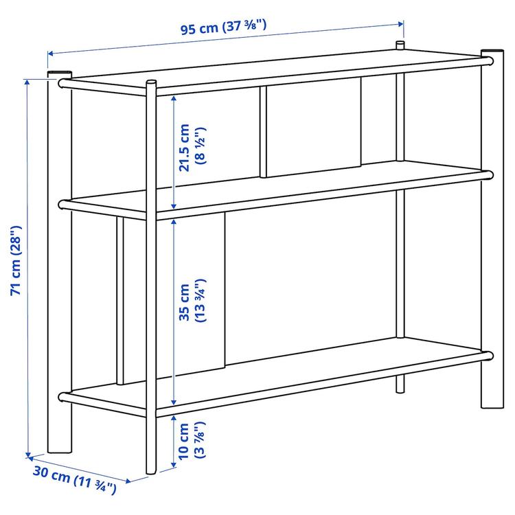 придиванный столик, черный, 95x30 см dimensions