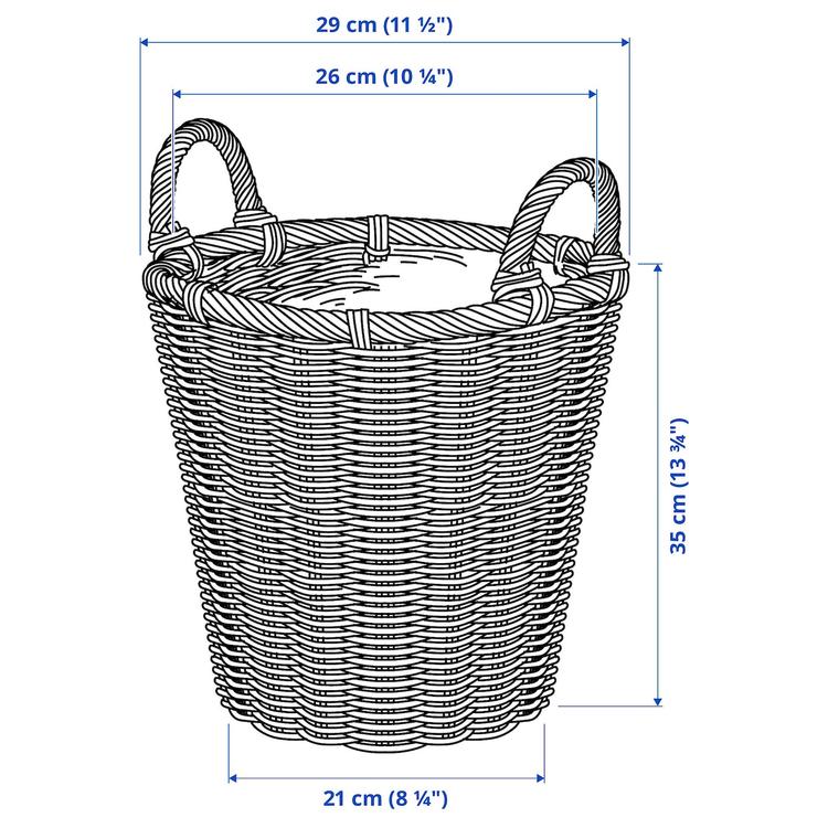 кашпо, ротанг, 24 см dimensions