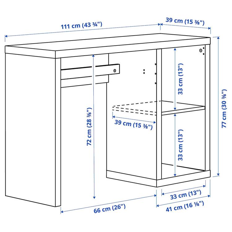 Рабочий стол, 111x39 см dimensions